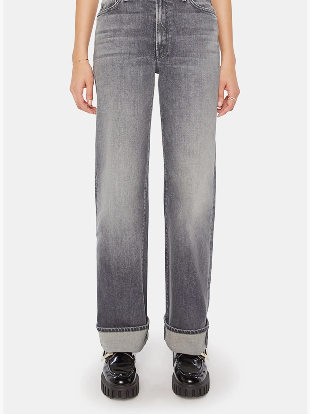 MOTHER The Dodger Skimp High Waist Cuffed Hem Wide Leg Jeans